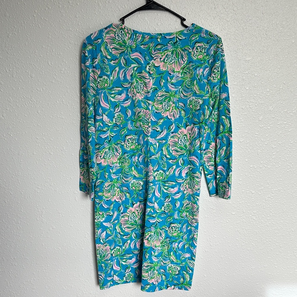 Lilly Pulitzer Tessa Print Cumulus Blue Chick Magnet Floral Dress Size Medium - Picture 5 of 7